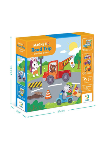 Магнітна гра "Дорожні пригоди" 200244, 1 магнітна дощечка, 36 магнітів DoDo Toys (306436458)