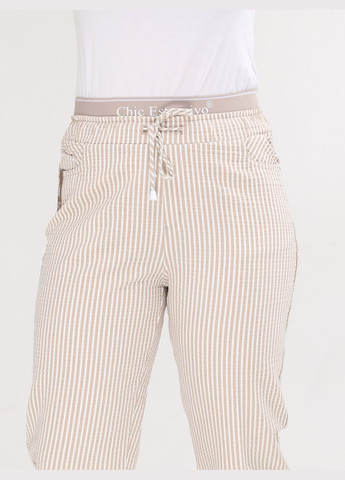 Штани жіночі бежеві в смужку МОМ літні на кулісці Estensivo MOM (293956585)