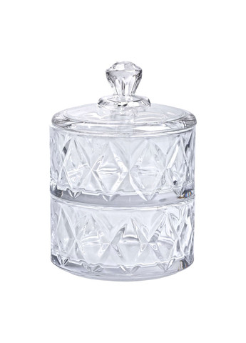 Конфетниця Yiwu дворівнева зі скляною кришкою під кришталь прозора HP-YH-79 No Brand (360977767)