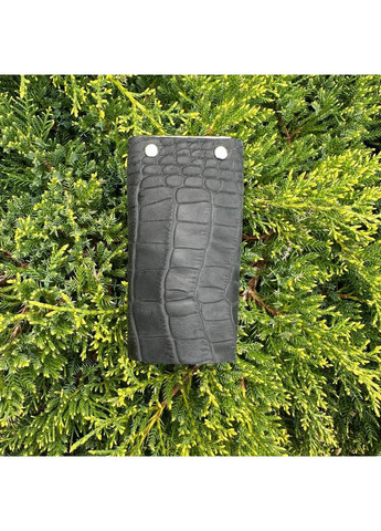 Шкіряна ключниця рептилія чорна для ключів крокодил унісекс 6 карабінів матова натуральна шкіра ProDobro (363259460)