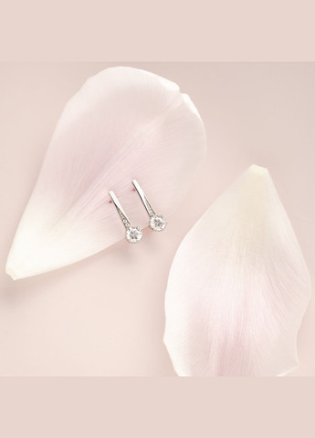 Срібні сережки Магічні краплі з білими фіанітами різного розміру Каштан (342334620)