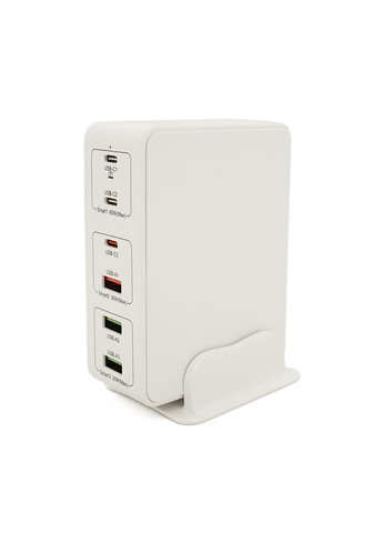 Зарядная станция V818H мощностью 120W, Output: 3USB+3Type-C, DC: 5V/3, 9V/3A, 12V/3A, 20V/3.25A, White Voltronic (314832910)