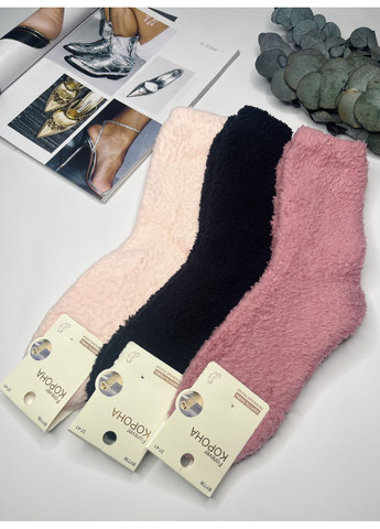 Розовые норочные носки теплые набор 3 пары Корона (362575297)