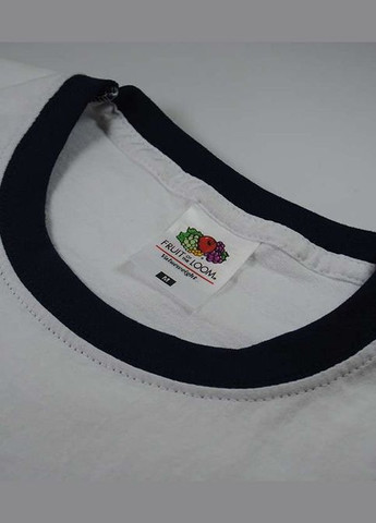 Комбинированная футболка мужская valueweight ringer белый с темно-синим (0611680zal) с коротким рукавом Fruit of the Loom