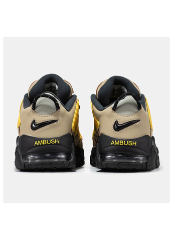 Кофейные демисезонные кроссовки мужские Nike Air More Uptempo x AMBUSH