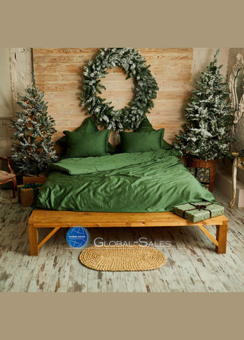 Сатиновая Гладкая Евро Изумрудное постельное белье Calippo 200*220см Calipso (316632423)