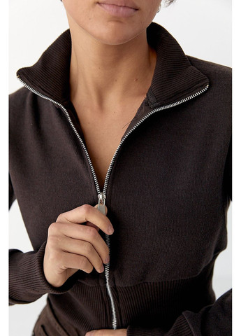 Короткий кардиган на блискавці з коміром-стійкою Lurex (369327179)