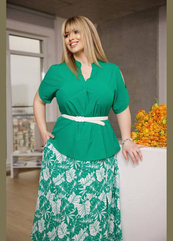 Женский костюм блуза и юбка цвет зеленый р.62/64 452577 New Trend (285711995)