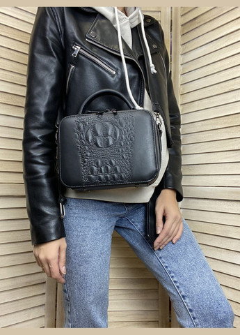 Жіноча міні сумочка клатч через плече із еко-шкіри під рептилію чорна (sku_760) No Brand (330575536)