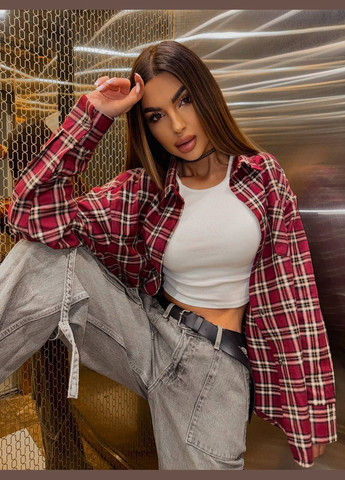 Стильна оверсайз сорочка клітинка Vakko (323013270)