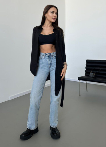 Черная повседневный рубашка однотонная Allthings с длинным рукавом