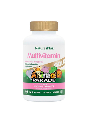Витамины и минералы Animal Parade Gold, 120 жевательных таблеток Арбуз Natures Plus (293419912)