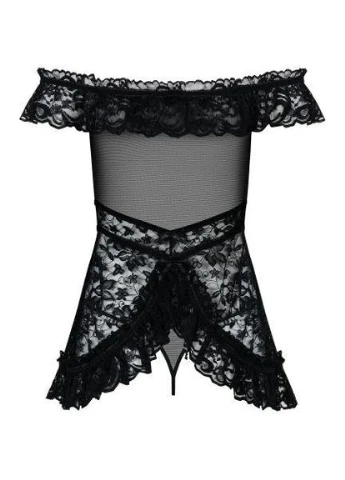 Сорочка Flores chemise SM чорна Obsessive (303907001)