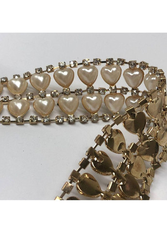 50 см - Стразовая цепь Сердца с кристаллами в золоте - 25 мм Plus-plus (352743967)