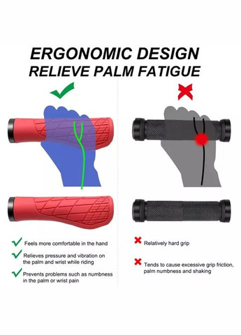 Гріпси ручки велосипедні MTB Ergonomic, з замками, червоні No Brand (322210368)