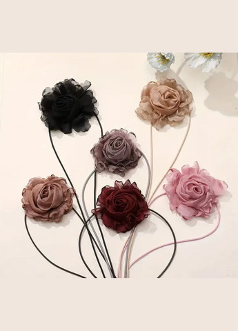 Чокер, прикраса на шию Троянда, чорний No Brand текстиль (338862977)