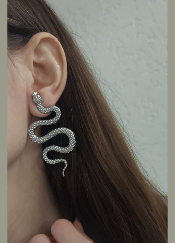 Серьги Змея большие висячие MK1296 серебристый DeKolie (314827575)