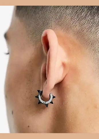 Сережка-кільце з шипами чорна 1 од. Fashion (304547841)