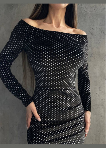 Чорна святковий, коктейльна, ділова, відвертий, повсякденний, кежуал, джинсова, вечірня сукня жіноча No Brand в горошок