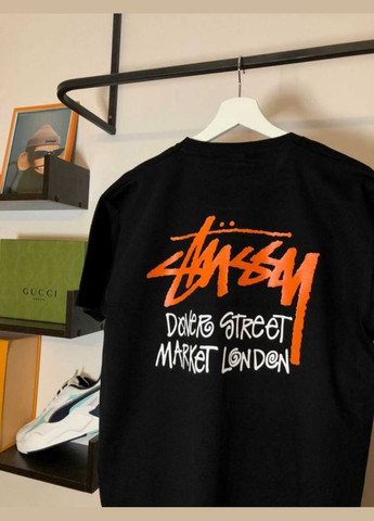 Черная стильная черная футболка с большим задним принтом в стиле stussy No Brand