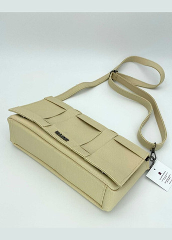 Жіноча сумка клатч через плече із плетінням «Ірма» екошкіра молочного кольору WeLassie (298921129)