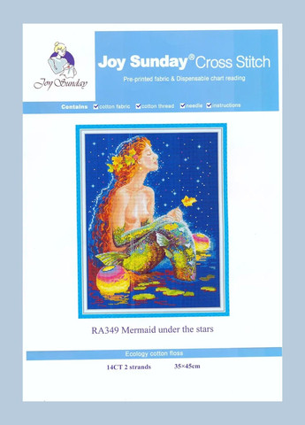 Набір для вишивання за нанесеною на канву схемою "Mermaid under the stars". AIDA 14CT printed, 35*45 см Joy Sunday (313613302)
