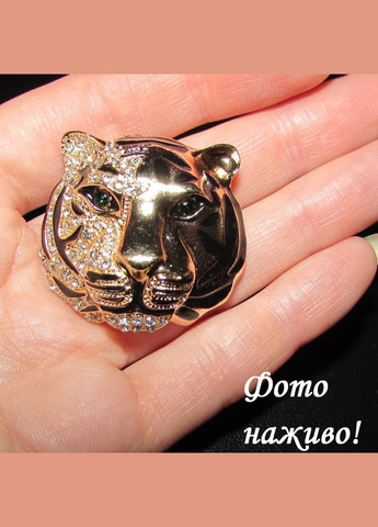 Золотистая нарядная брошь в стразах тигр, 10-823 Fashion Jewelry (336550649)