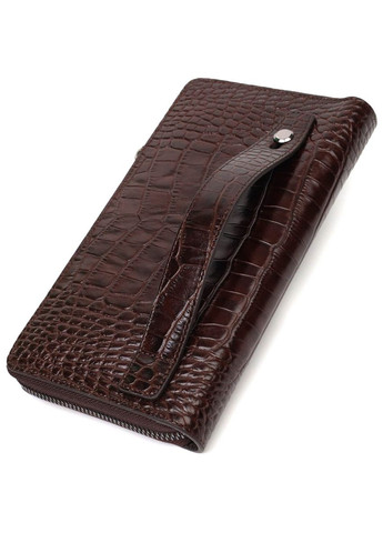 Большой мужской клатч с одним отделением из натуральной кожи с тиснением под крокодила. 22028 Bond (329198476)