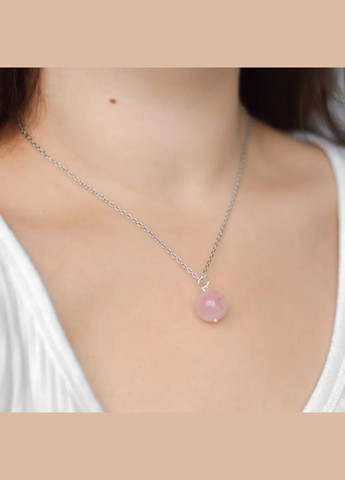 натуральный камень Розовый Кварц Мадагаскар d-14мм на цепочке нержавеющая сталь L-45-50см No Brand Кулон (316324032)