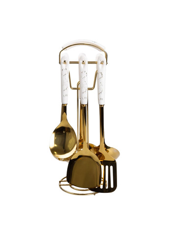 Набор кухонных принадлежностей 6 штук с керамической ручкой на подставке, золото Yiwu (328603916)