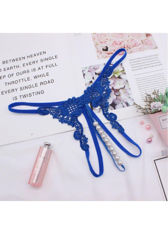 Кружевные трусики с открытым доступом и жемчугом. No Brand (362135735)