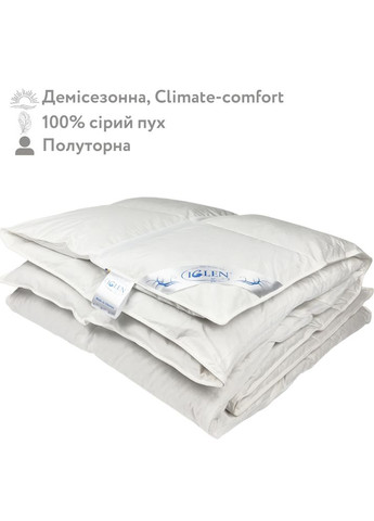 Демисезонное одеяло со 100% серым гусиным пухом полуторное Climatecomfort 140х205 () Iglen 140205110g (282313186)