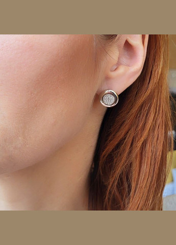 Срібні сережки Монетки в білих каменях срібло 925 проби Родоване 5510р 4.60г No Brand (306743081)