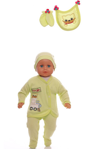 Зелений трикотажний комплект для новонародженого в коробці train салатовий 62 см (37638) BABYKROHA