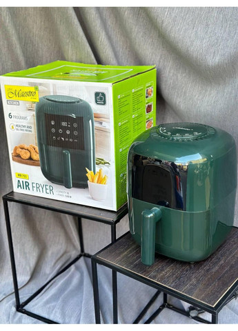 Аэрофритюрница безмасляная MR-755 мультипечь Air Fryer Kitchen аэрогриль електрическая фритюрница 3 л Зеленая 1200 Вт Maestro (365078326)