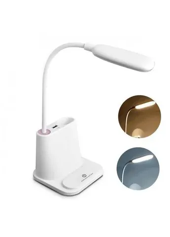 Розовая Аккумуляторная Настольная LED лампа Bionic Desk Lamp c USB выходом, органайзером и подставкой для смартфона Digital (388719167)