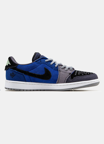 Синие демисезонные кроссовки мужские и женские nike air jordan 1 low voodoo alternate blue black | найк аир джордан 1 низкие синие черные No Brand