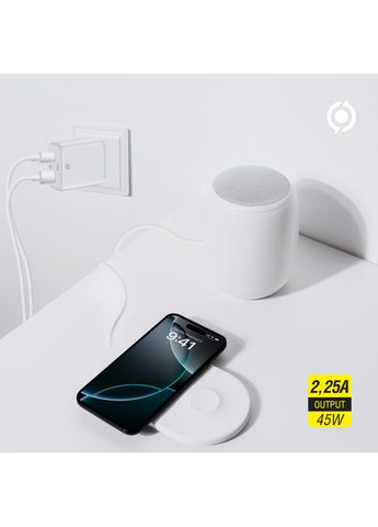 Зарядний пристрій 45W GaN USB-C USB-A White (TC-PD452) Piko (328200744)