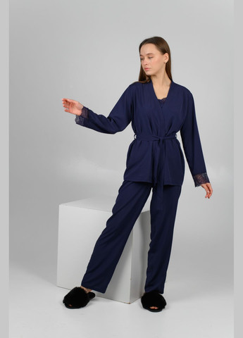 Синяя женский комплект с кружевом тройка софт N.EL.