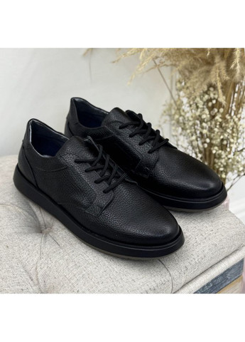 Черные повседневные туфли мужские кожаные повседневные.. 42 размер Vasha para на шнурках