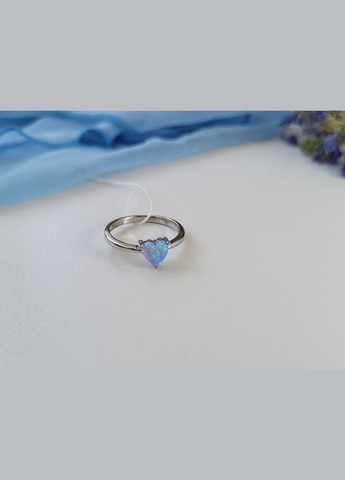Серебряное кольцо Сердце с Голубым Опалом 15.5 размер серебро 925 пробы Родированное кк2опг/1164 1.50г No Brand (306854806)