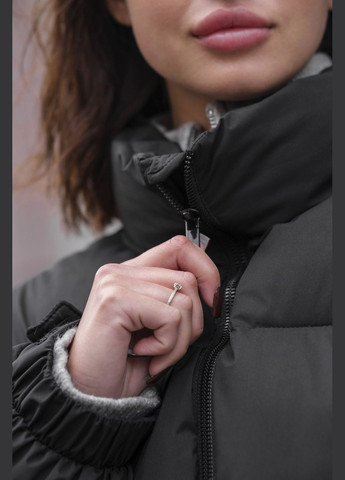 Чорна зимня жіноча пухова куртка стьобана без капюшона nest Without