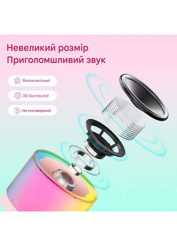 Беспроводная Bluetooth колонка портативная с 2 микрофонами и RGB-подсветкой для караоке Розовая No Brand (361029121)