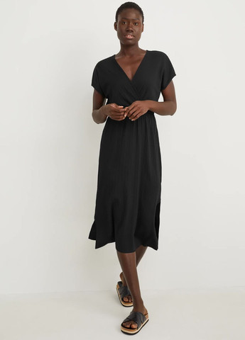 Черное кэжуал платье с вырезом C&A однотонное