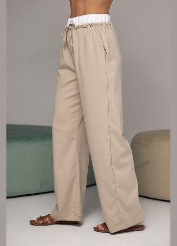 Жіночі брюки на зав'язках з білою гумкою на талії 8822 Lurex (280910289)
