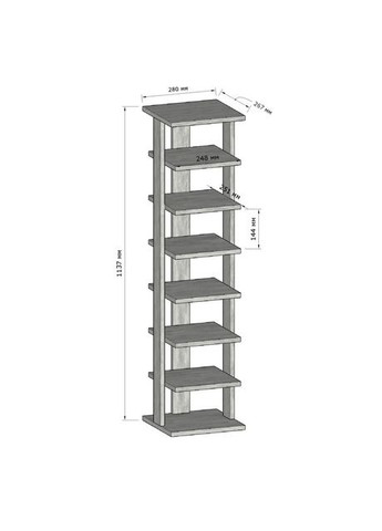 Полиця для взуття T-13 Ш280/В1137/Г267 мм Антрацит MORELI (313859526)