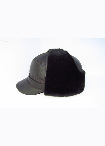 Мужская зимняя шапка из натуральной кожи коричневая на натуральном мехе DAVANI 00493 No Brand кепка немка (315890490)