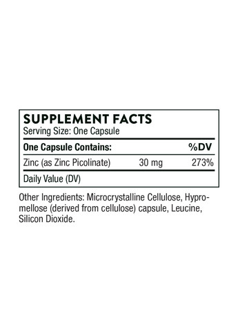 Цинк Пиколинат 30 мг 180 капсул для поддержания иммунитета и здоровья кожи добавка для организма Thorne (369133061)