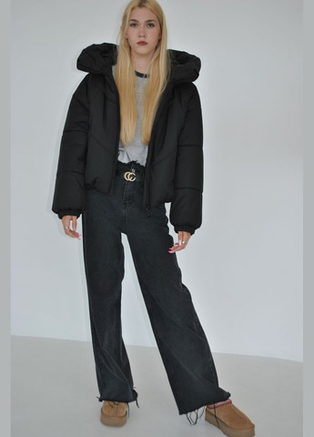 Чорна демісезонна тепла куртка Fashion Club