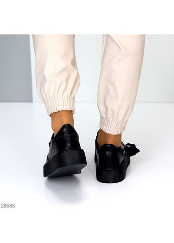 Черные кожаные кроссовки, кеды, черные женские кроссовки на платформе код 18686 KDSL Karla чёрные демисезоны (353899292)